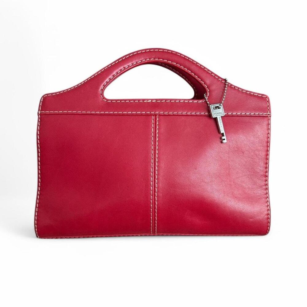 Fossil Vintage Red Leather Clutch Bag